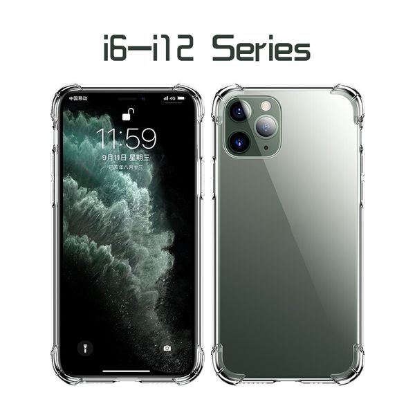 Transparent Clear Phone Case Schockproof Weiche TPU -Rückdeckhüllen für iPhone 14 iPhone x 11 11pro Max