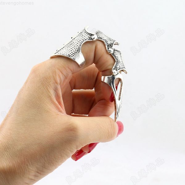 

europe retro curved knuckle ring removable fingernail, Silver