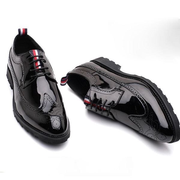 

men leather shoes brogues summer leather social elegant designer man shoes men's formal dress zapatos hombre, Black