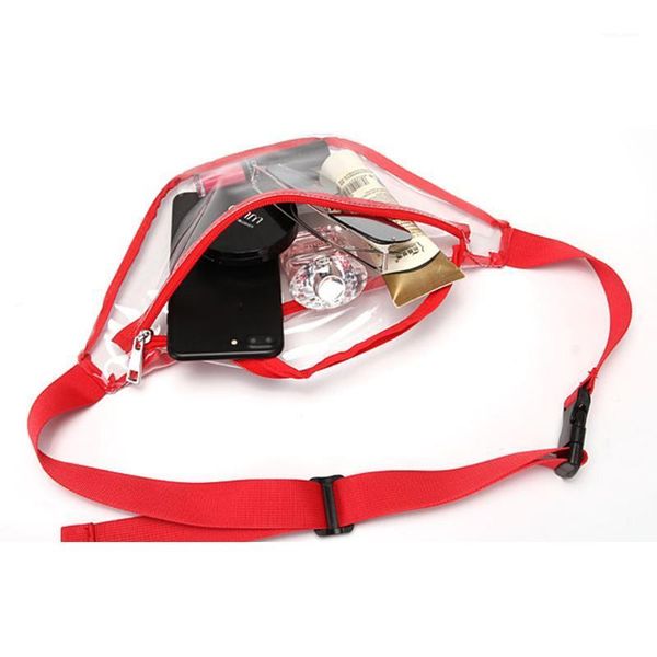 

1pcs women transparent waist bags pvc fanny pack women belt pockets travel holidays festivals waist bags1