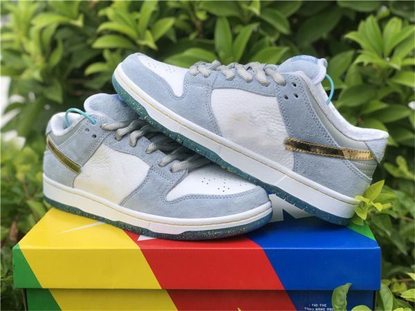 

2020 лучший подлинный sean cliver x dunk sb низкий белый психический синий металлик золотые мужчины женщины скейтборд обувь на открытом возд