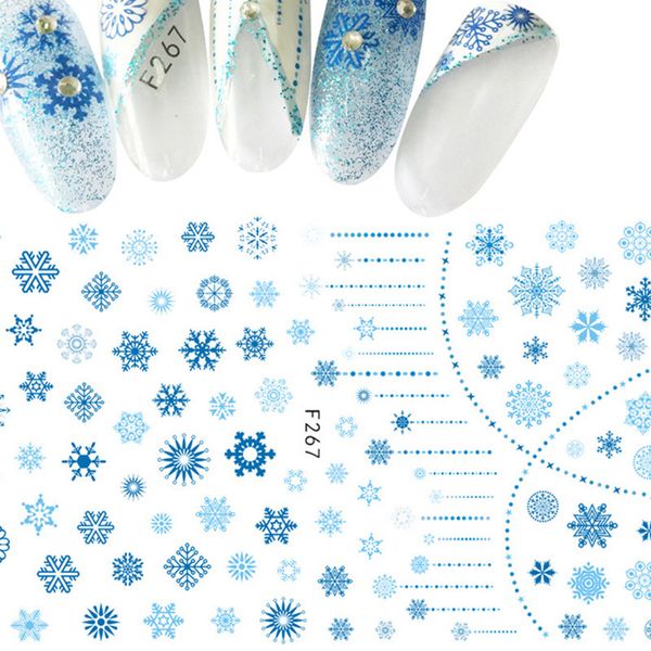 

black stickers decal 1pc snowflake christmas water transfer nail art decoratio winter slider manicure watermark foil tips