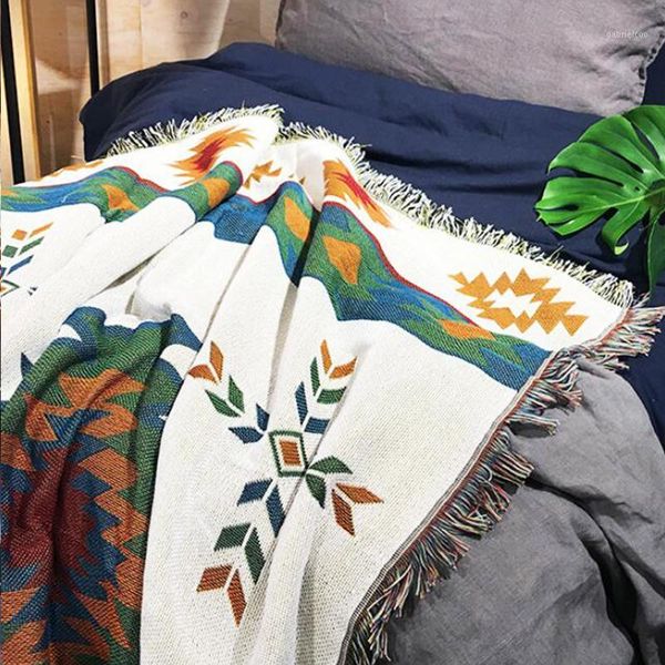 

tribal blanket tapestry throws geometric blankets wearable ethnic bohemian warm cotton fuzzy cobertor knitted sofa bed cover1