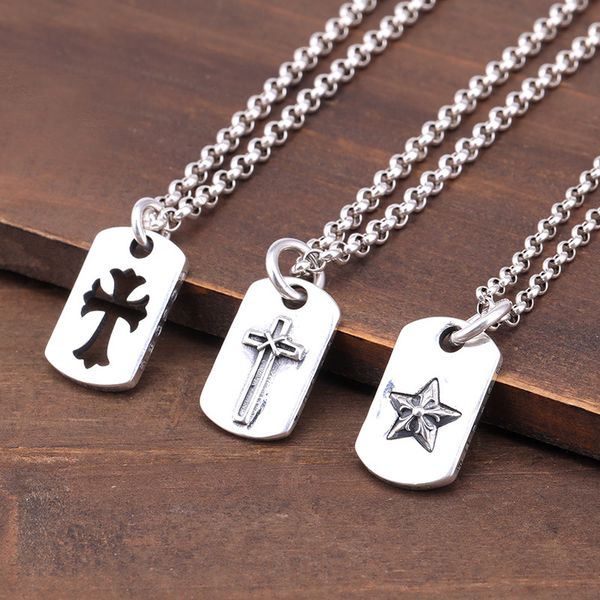 

925 sterling silver necklace pendants American European vintage jewelry antique silver crosses stars handmade pendants without chain