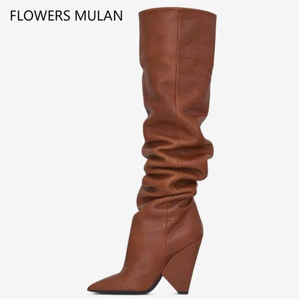 

boots 2021 fashion crystal runway bling rhinestons covered luxury designer knee high heels women shoes big size, Black