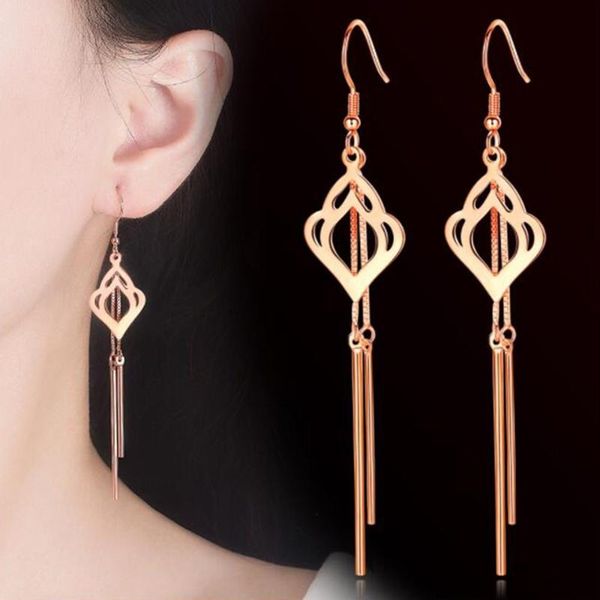 

dangle & chandelier nehzy 925 sterling silver woman jewelry fashion retro long tassel hollow square water drop earrings