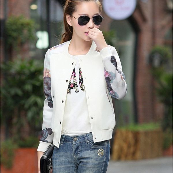 

flower print girl plus size casual baseball jacket women sweatshirts button thin bomber jacket long sleeves coat, Black;brown