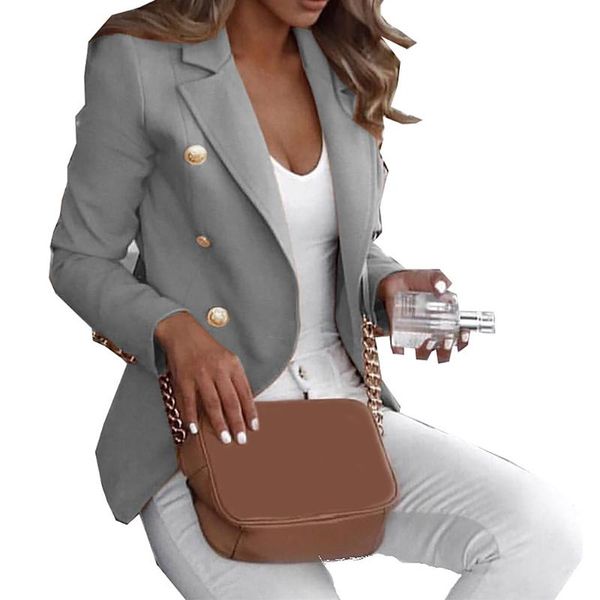 

female slim fit women suit coat work ladies stylish long sleeve short coats spring autumn solid casual outwear, Black;brown