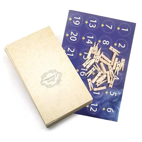 

24pcs 1-24 numbers bag christmas diy advent calendar ornament christmas gift bags calendar countdown bag candy storage