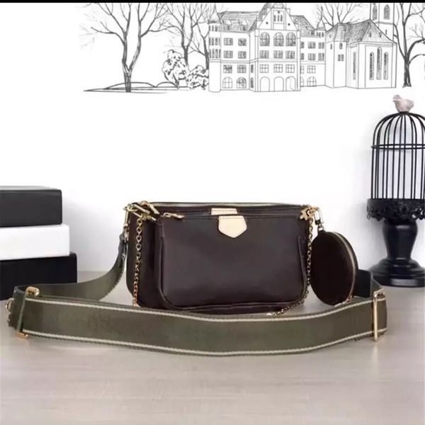 

m0n0 three-piece clutch luxury designer bags m44823 women classic genuine leather cowhide pochette 3in1 fashion small purse shoulder bag