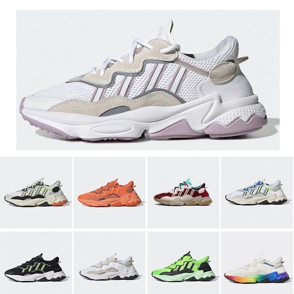 

fashion women men ozweego running casual shoes cloud white halloween tones solar yellow wine red womens mens sports shoes