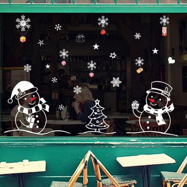 

vinyl stickers snowman window removable christmas household wall art decals decoration