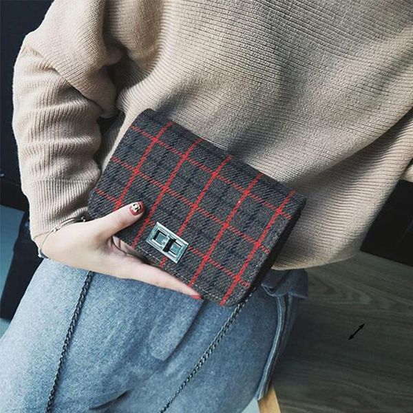 

vintage woolen cloth lock plaid crossbody shoulder bag women designer bags 2020 fashion new handbags and purse