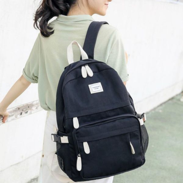 

девочки-подростки, сумка школа рюкзак женщины black nylon solid schoolbag мульти карманный zipper student bookbags lightweight sqcfcz bdehai