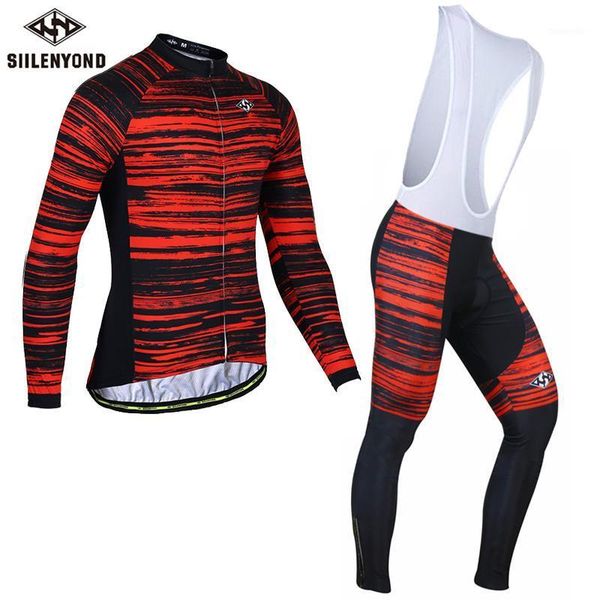 

racing sets siilenyond 2021 winter thermal pro cycling jersey keep warm mtb bicycle clothing mountain bike clothes suit1, Black;blue