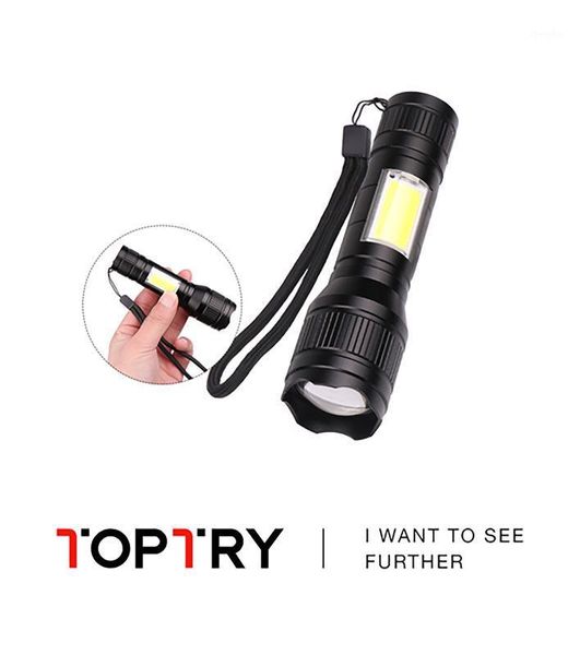 

flashlights torches portable led q5 +cob mini black waterproof zoom torch penlight use built-in battery lighting lantern1