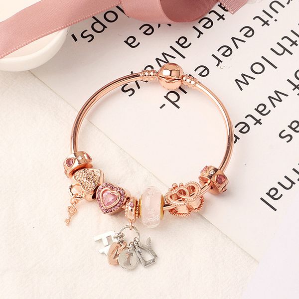 

designer pan's new rose gold family bracelets luxury fashion stainless steel pandorara bracelet luxury jewelry lady bracelet lady jewel, Golden;silver