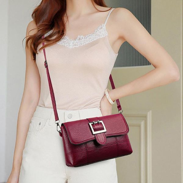 

pure color women messenger bag mail difference portable retro ladies shoulder bag flap new style pu leather casual handbag