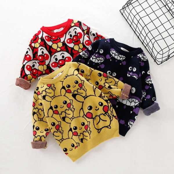 

zoekay clothing autumn winter boys and girls printed three color cartoon pattern cotton pullover children's, Blue