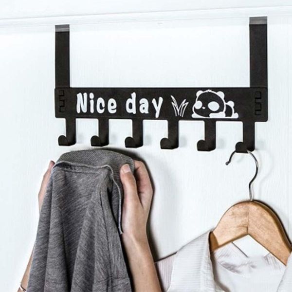 

6-hook bathroom organizer hanger titanium steel home kitchen hooks over door hanging storage rack holder 66cy1