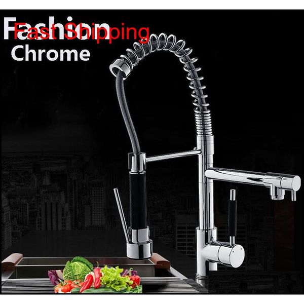 

modern chrome brass spring kitchen faucet swivel spout sink mixer tap deck mount 3h9k3