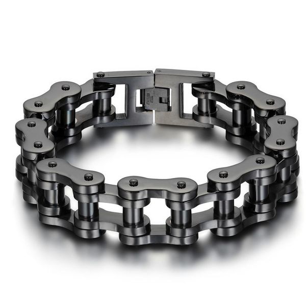

23cm*18mm black/silver color heavy wide stainless steel bracelet men biker bicycle motorcycle chain men's bracelets mens bangles 200928