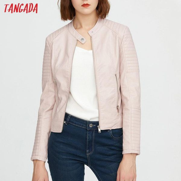

tangada 2020 autumn women pink faux leather jacket coat ladies boy friend style coat pu011, Black;brown