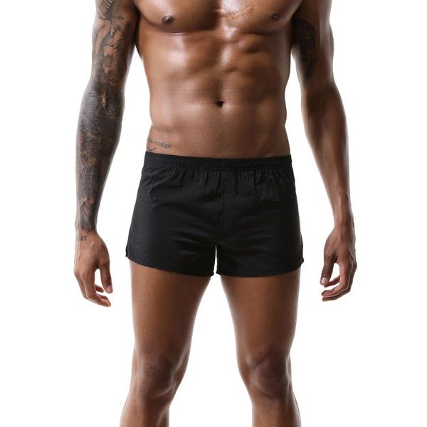 

3pieces/lot men underwear boxer shorts solid mens loose pants comfortable homewear boxer casual pouch sleepwear male nylon underpants, Black;white