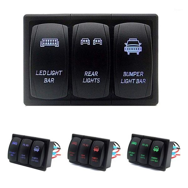 

other auto electronics 3 gang rocker switch panel circuit led light waterproof for rv car marine boat1