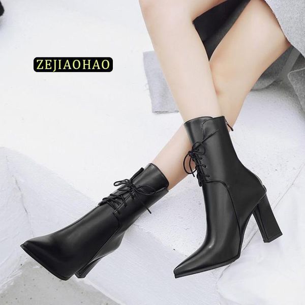 

zejiaohao spring autumn super thick bottom fashion high-heeled women's boots pu nightclubs motocycle boot z471, Black
