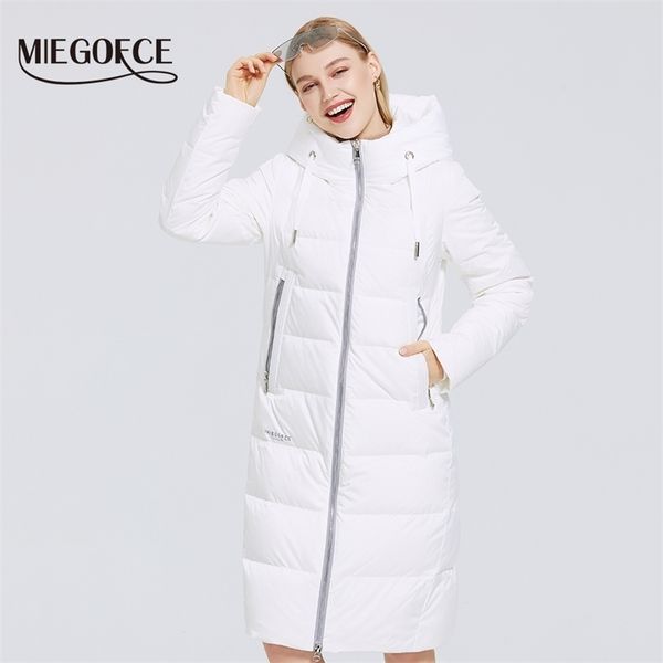 

miegofce winter womens jacket long warm down jacket stand-up collar with a hood cold warm down coat windproof parkas 211221, Black