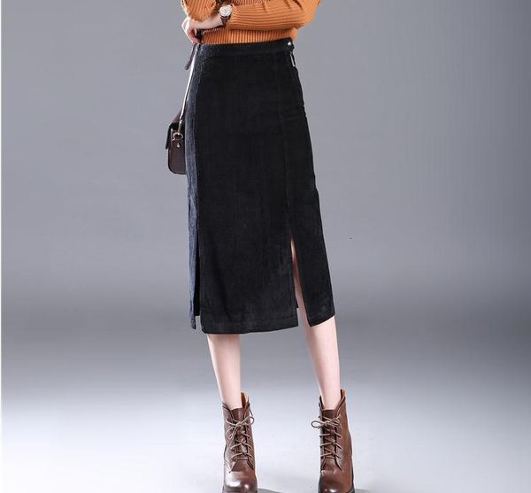 

new female winter big yards open long section was thin skirt e6bz, Black