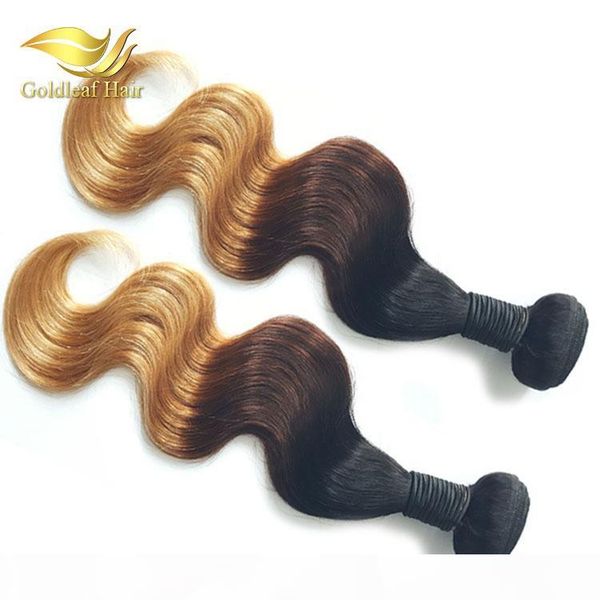 

3 tone ombre hair extensions brazilian human hair body wave 1b 4 27 3pcs lots peruvian brazilian malaysian indian hair, Black