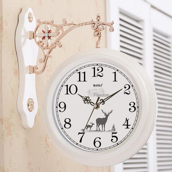 

wall clocks stylish clock double sided creative simple vintage unique two face wandklok home decoration 60zb1