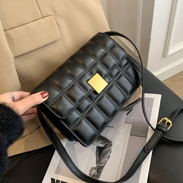 

shoulder bags square grid fashion pu leather ladies crossbody handbags beautiful women 2021 for black casual