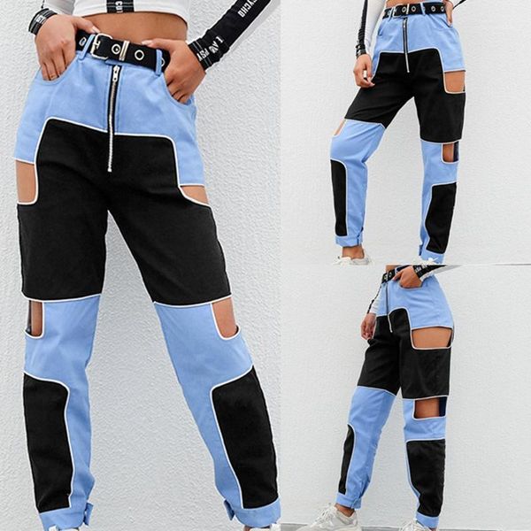 

harajuku hip hop cargo pants women hollow out high waist trousers streetwear patchwork sweatpants and joggers1, Black;white