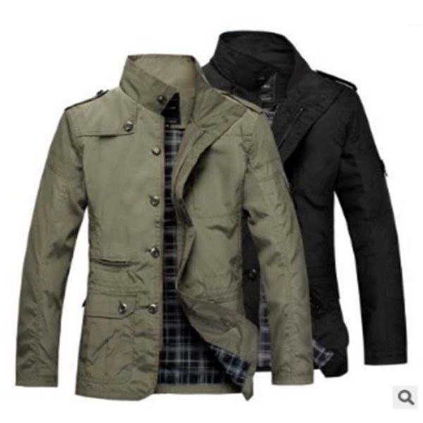 

2021 classic business men's pilot driver men's windbreaker large slim collar jacket jacket -5xl, Tan;black