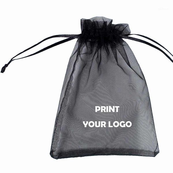 

custom logo customize printing drawstring organza bag storage pouches jewelry package bag christmas wedding packaging gift1, Pink;blue