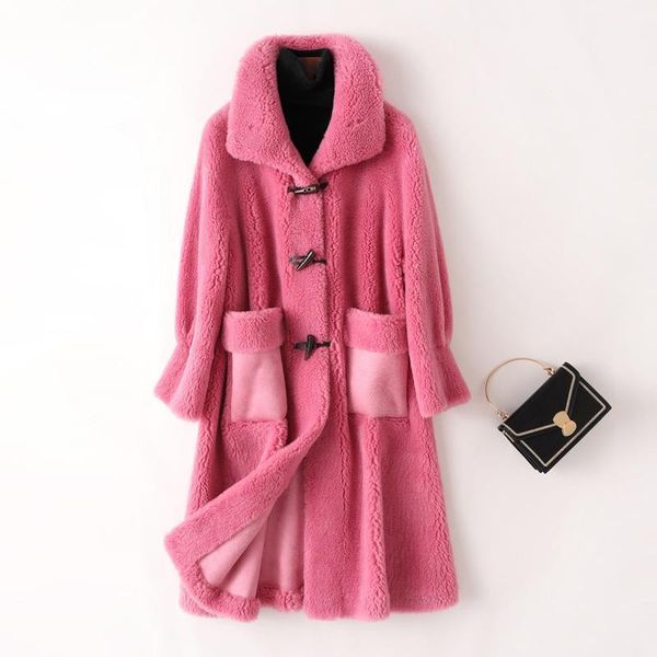 

fashion plus size wool fur coat women 2020 winter korean thick warm particles sheep long fur jacket loose overcoat women g3721, Black