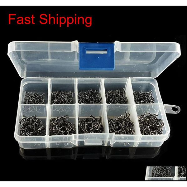 

500pcs/1box no.3-12 black ise hook high carbon steel with hole barbed hooks fishing hooks pesca carp fishing qyltrj yhshop2010