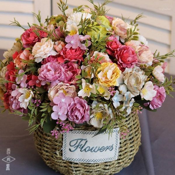 

decorative flowers & wreaths 2021 beautiful rose peony artificial silk small bouquet flores home party spring wedding decoration mariage fak