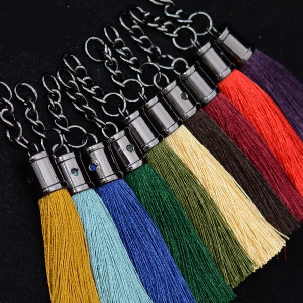 

2pcs alloy rayon gun color pull ring tassel keychain diy garments decorative accessories woman phone bag tassels fringe pendants h sqcgzj