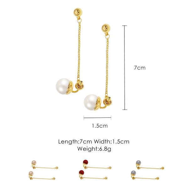 

2020 new earrings necklace integrated hanging neck long artificial pearl earrings, Silver
