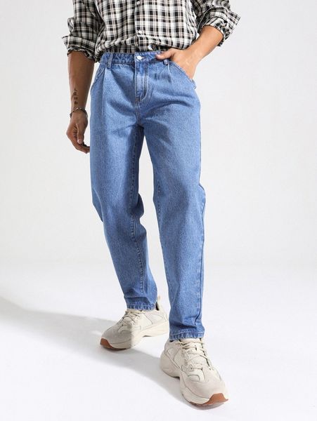 

men zipper fly straight leg jeans 58or#, Blue