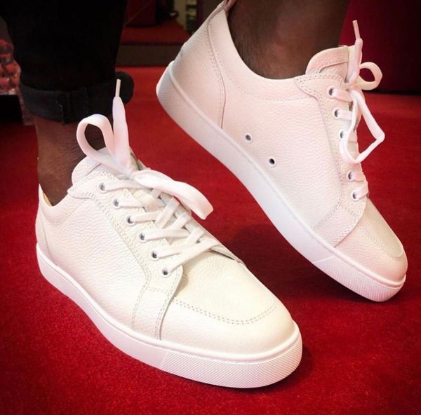 

with box fashion low cut spikes flats shoes red bottom for men women leather red soles rantulow orlato junior sneakers party designs shoes, Black