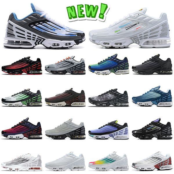 

wholesale new tn plus 3 running shoes tuned sneakers multi white radiant red green and aqua volt covered in graphic prints triple white leat