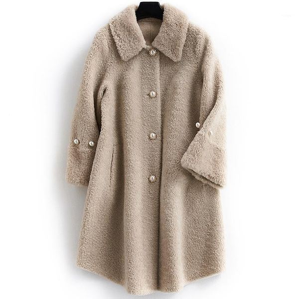 

jacket real coat autumn winter long korean sheep shearing wool fur coats and jackets women clothes b18f281124 kj34341, Black