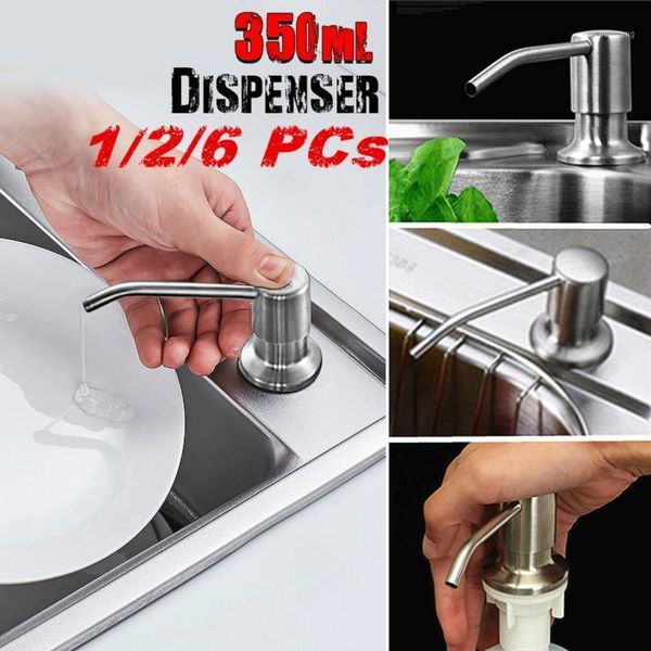 

350ml stainless steel sink liquid soap dispenser pump deck mounted hand sanitizer bottle dispenser spray for kitchen bathroom1