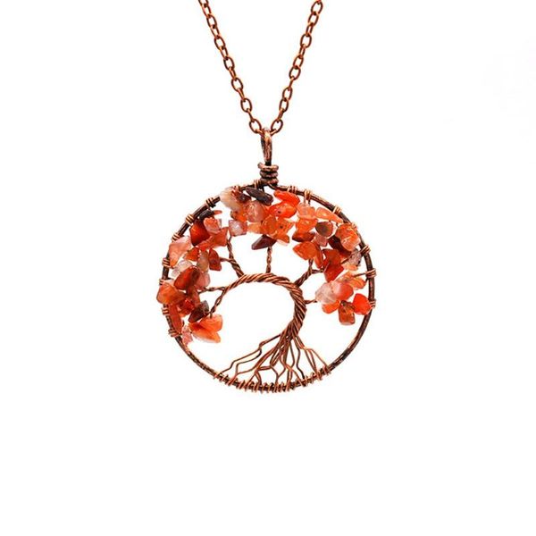 

quartz natural stone tree of life pendulum pendant necklace for women healing crystal necklaces pendants reiki jewelry, Silver