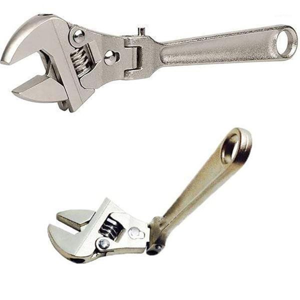 

8 inch adjustable ratchet wrench 180° rotating folding handle dual-purpose pipe wrench tools for repair spanner key hand tool1